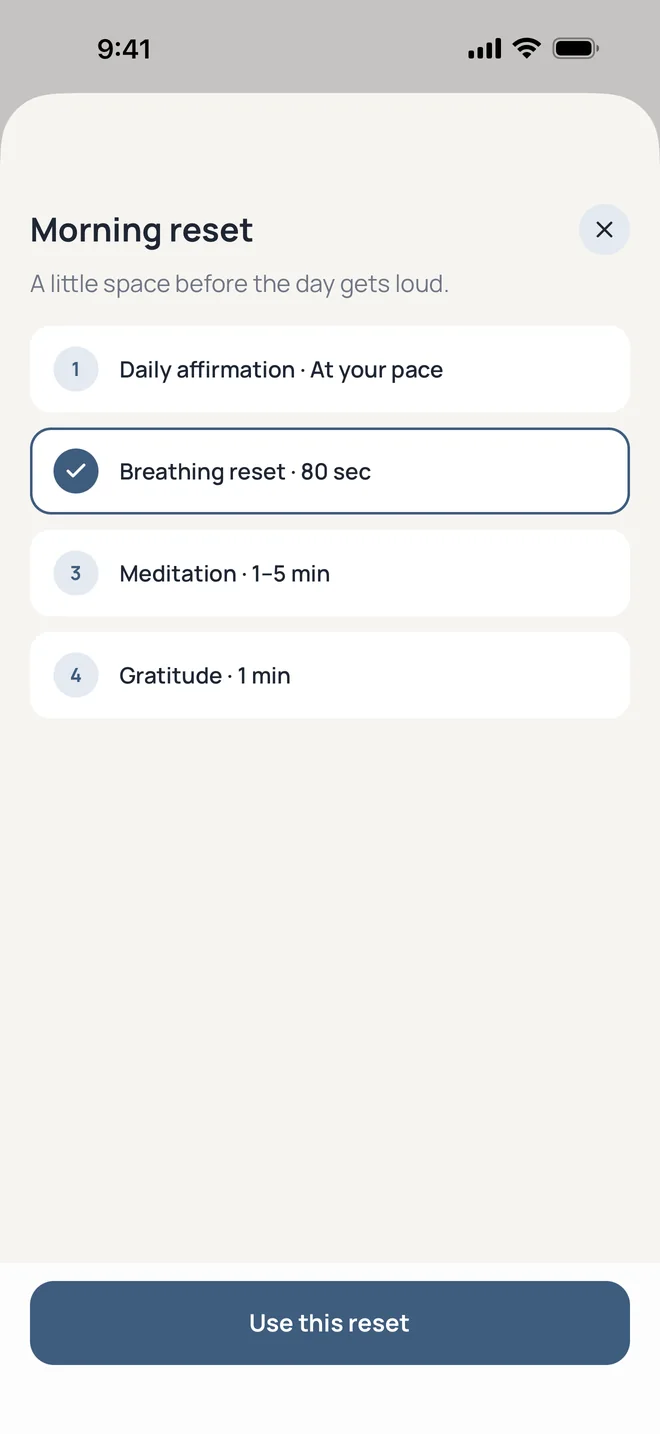 The four morning resets to choose from