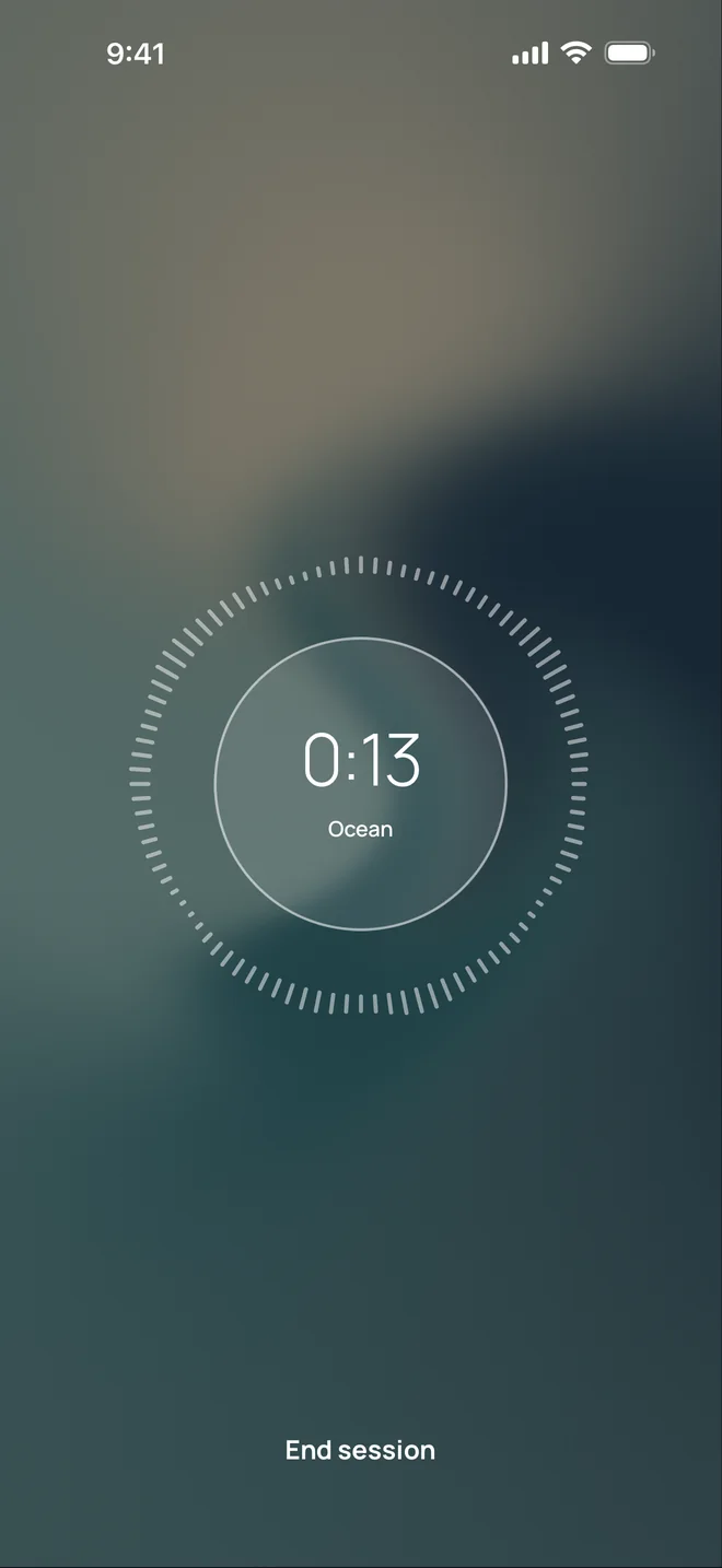 The Ocean soundscape playing, thirteen seconds in